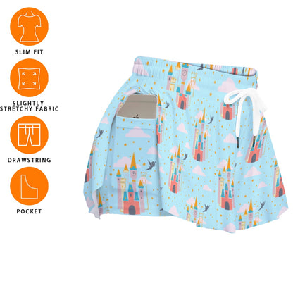 Tink Blue Women's Sport Skorts With Pocket