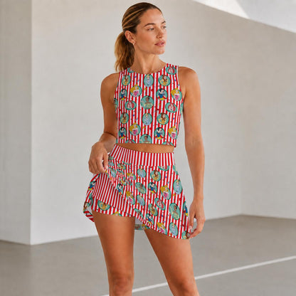 Christmas Princess Stripe Women's Sports Tank & Skort Set