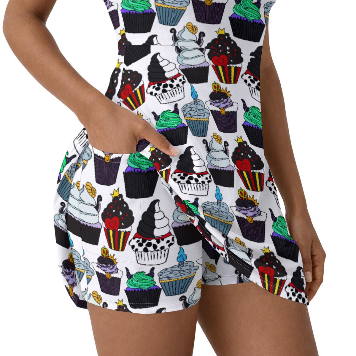 Villain Cupcakes Women’s Athletic Dress With Built‑In Shorts