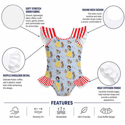 The Fairest One of All Girls' Ruffle Sleeve Swimsuit With Bow