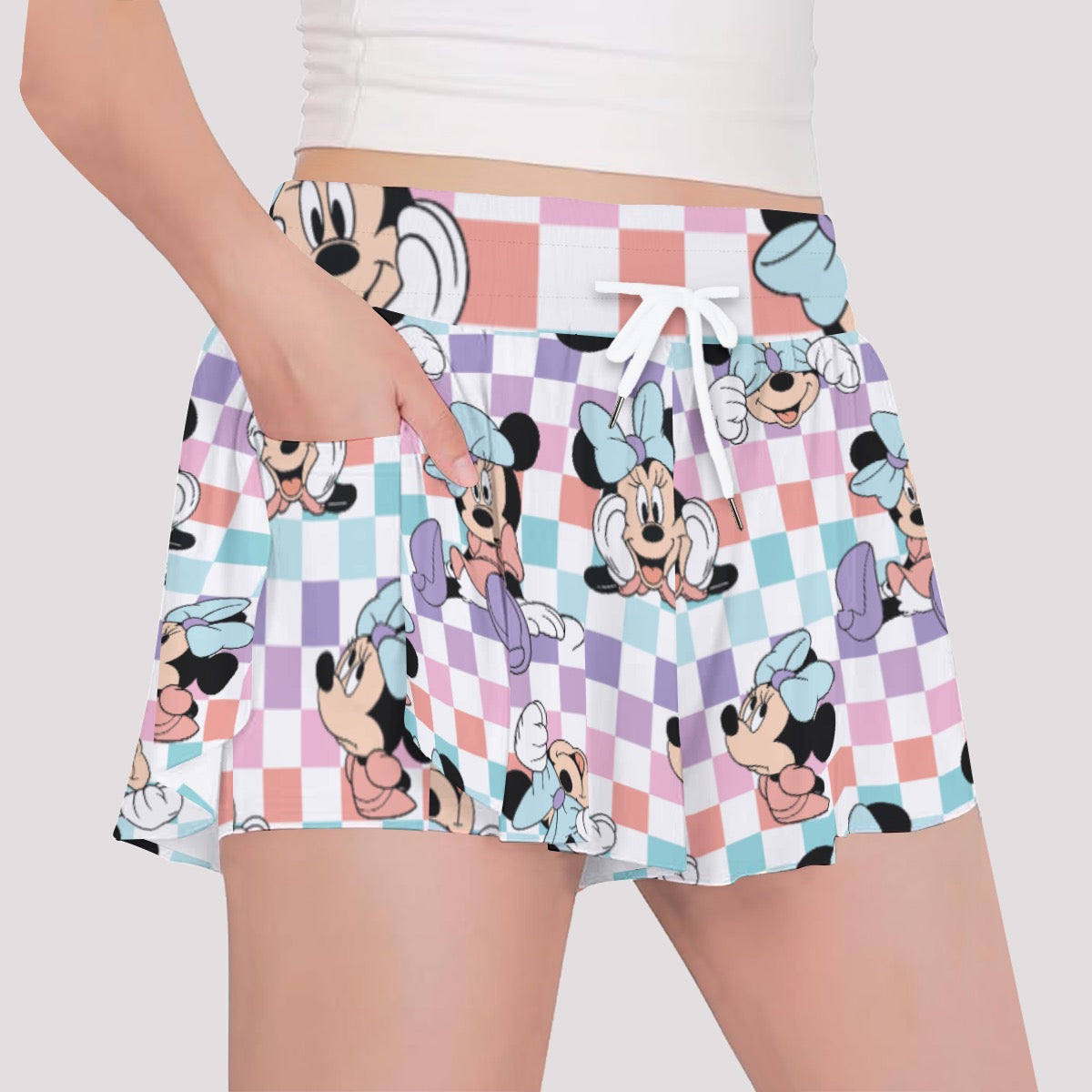 Colorful Check Minnie Girls' Sports Culottes