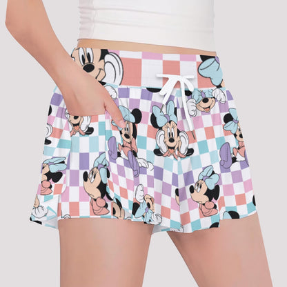 Colorful Check Minnie Girls' Sports Culottes