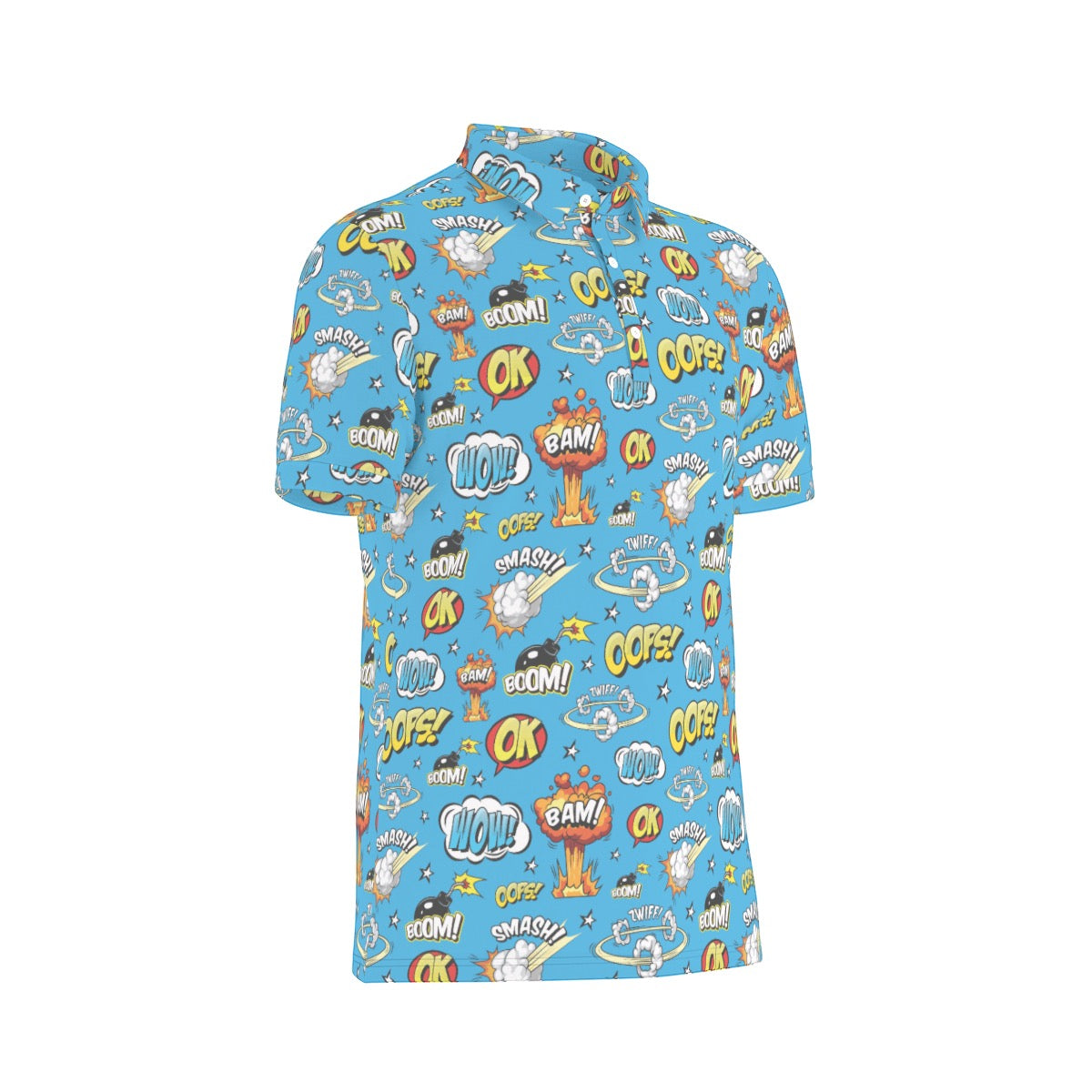 Blue Superhero Men's Stretch Collar Polo Shirt