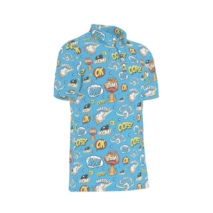 Blue Superhero Men's Stretch Collar Polo Shirt