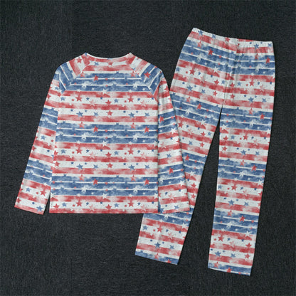 Stars & Stripes Men's Raglan Sleeve Pajamas With Wide Ankles