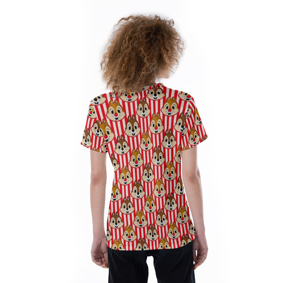Striped Chipmunks V-neck Women's T-shirt