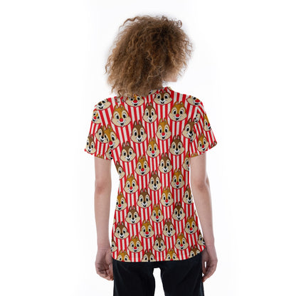 Striped Chipmunks V-neck Women's T-shirt