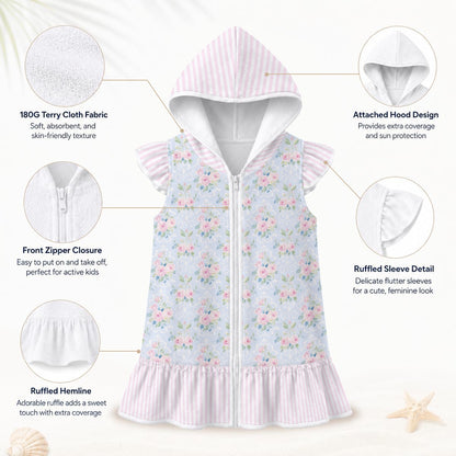 Rose Girls' Hooded Beach Cover-Up