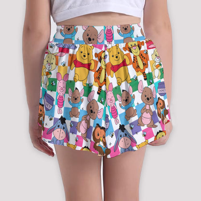 Colorful Checkered Winnie Girls' Sports Culottes