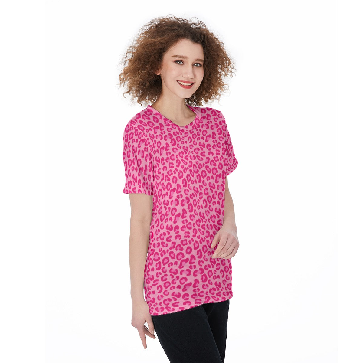 Pink Leopard Women's O-Neck T-Shirt|180 GSM Jersey