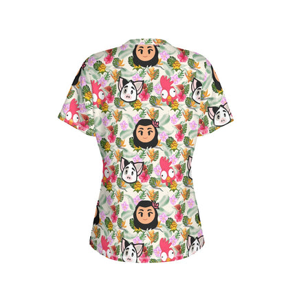 Toon Island Girl Women's Round Neck Yoga Top|210GSM