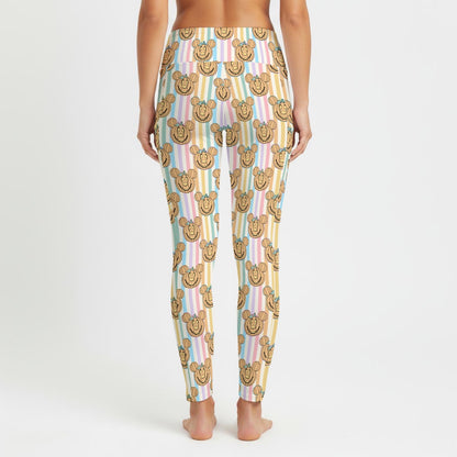 Pastel Stripe Pumpkins Women's High Waist Leggings With Side Pocket