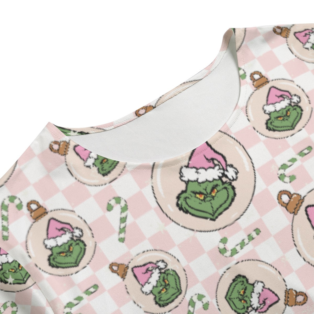 Checkered Mean One Ornaments Women's T-shirt Set With Short Sleeve