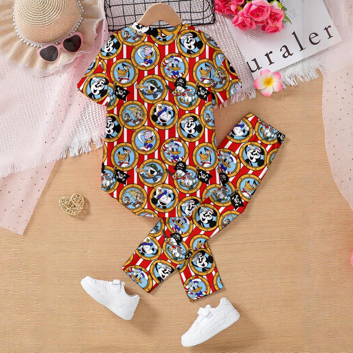 Red Striped Porthole Friends Kids' Casual Top and Pants Set