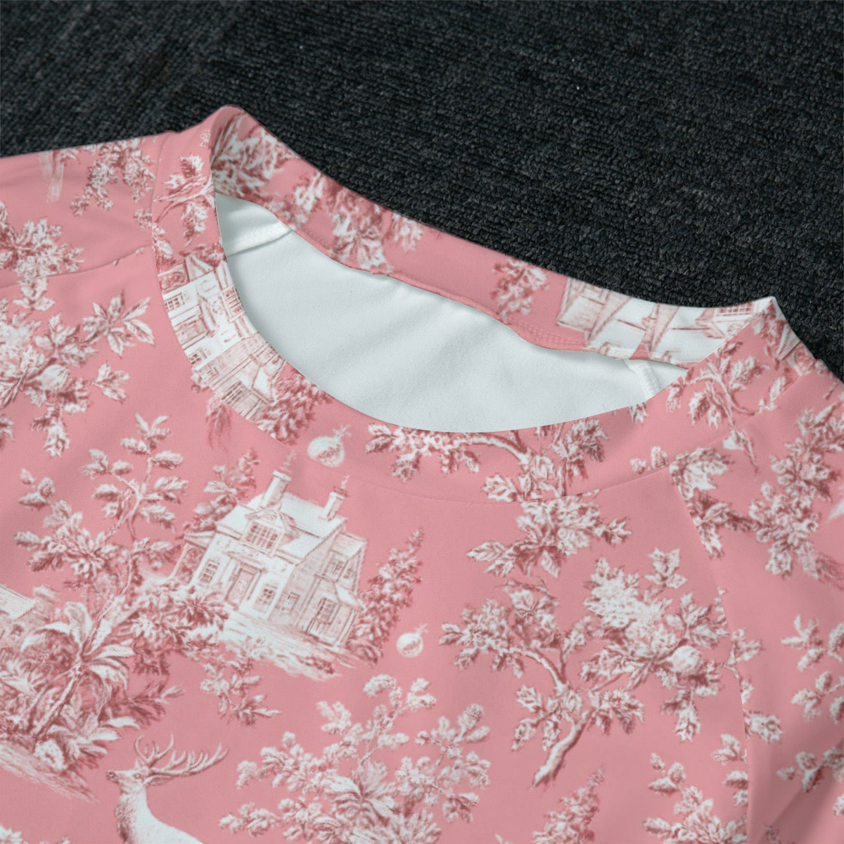 Pink Christmas Toile Women's Raglan Sleeve Pajamas