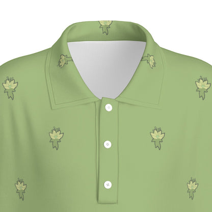 Green Lotus Flower Polo Collar Jersey