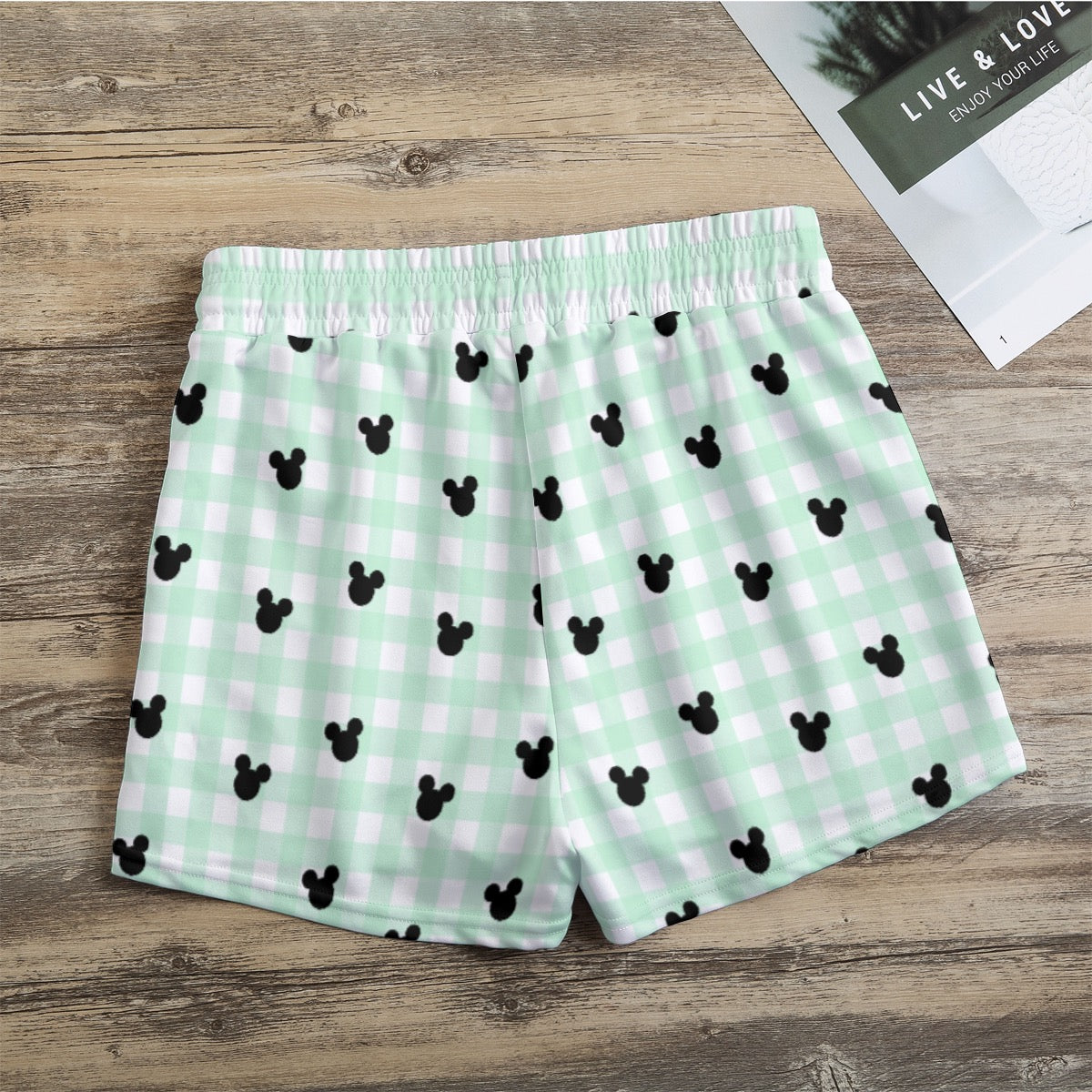 Green Gingham Women's Casual Shorts