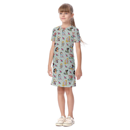 Diamond Princesses Sage Kid's Short Sleeve Dress
