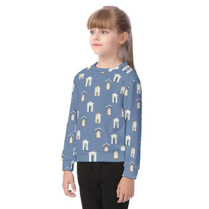 Dark Blue Beach Houses Kid's Sweater