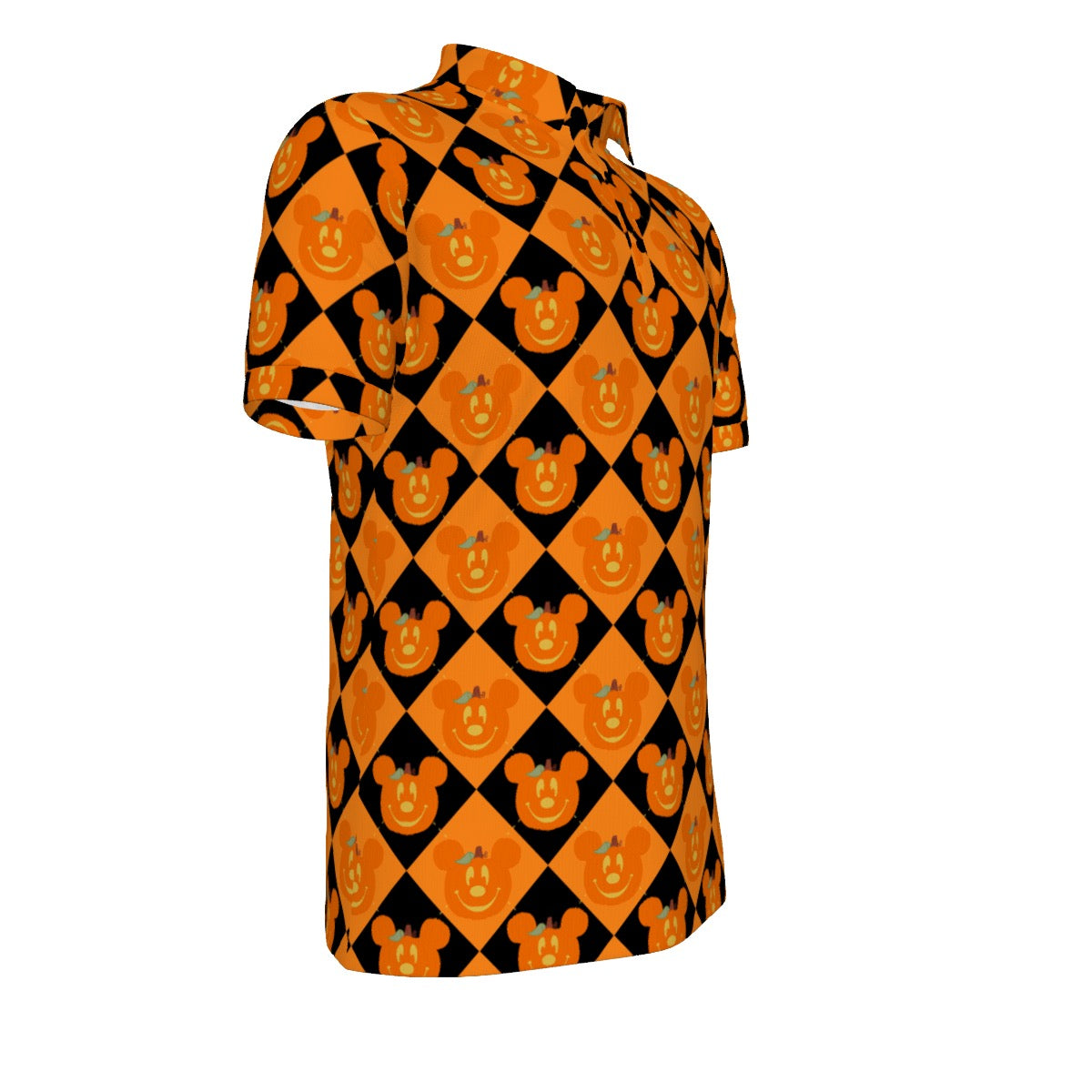 MM Pumpkin Argyle Men's Stretch Collar Polo Shirt