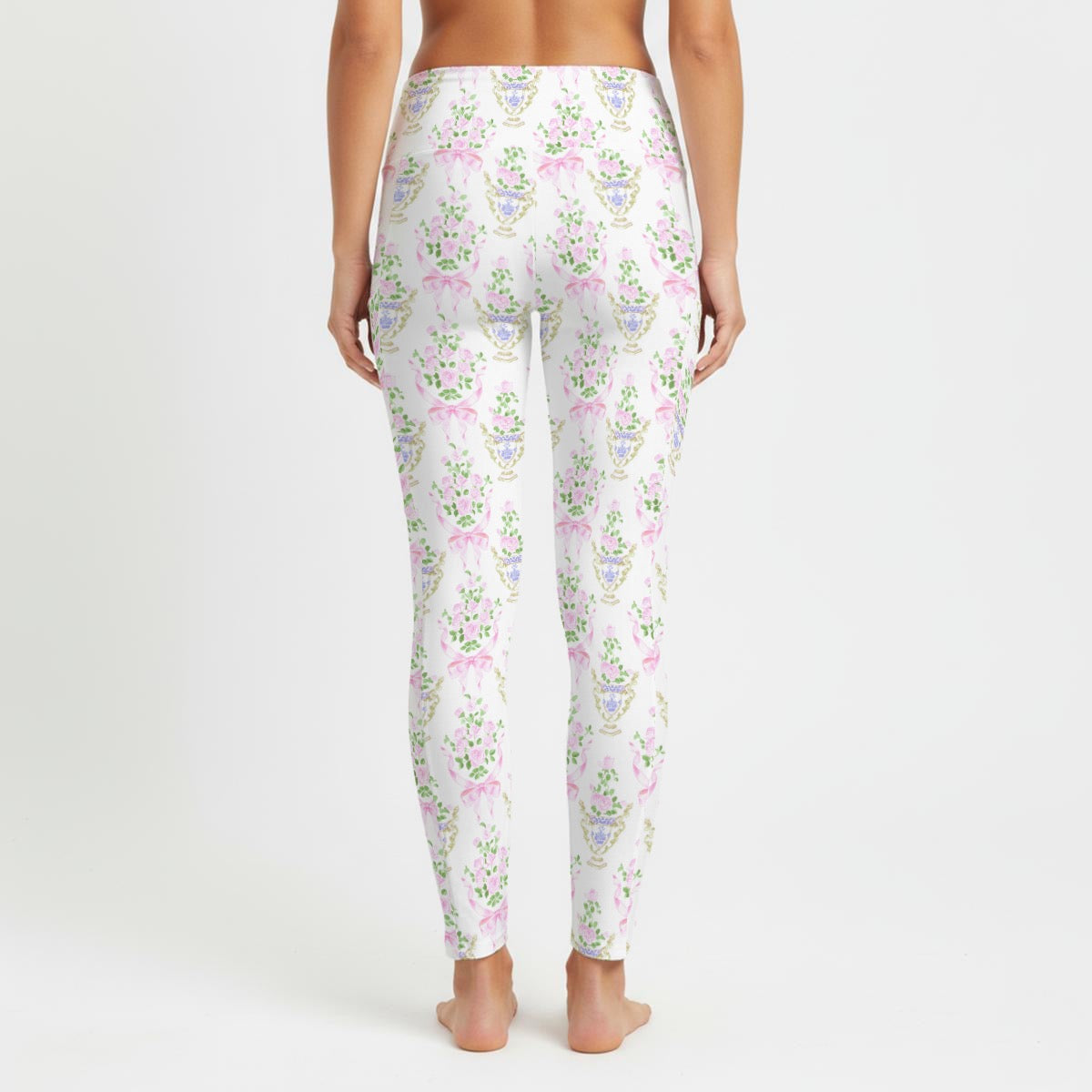 Simple Floral Women's High Waist Leggings With Side Pocket