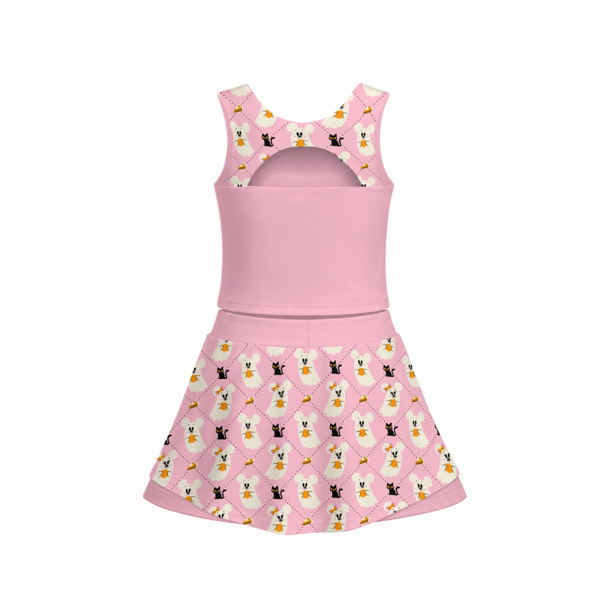 Not So Scary Ghosts [Pink Argyle] Women's Sports Tank & Skort Set