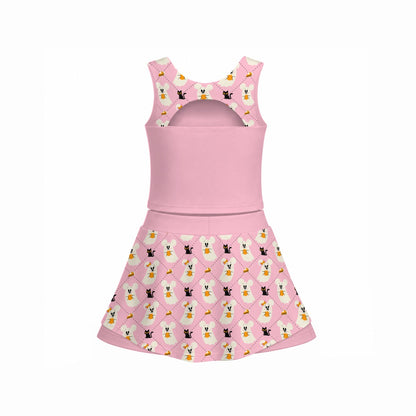 Not So Scary Ghosts [Pink Argyle] Women's Sports Tank & Skort Set