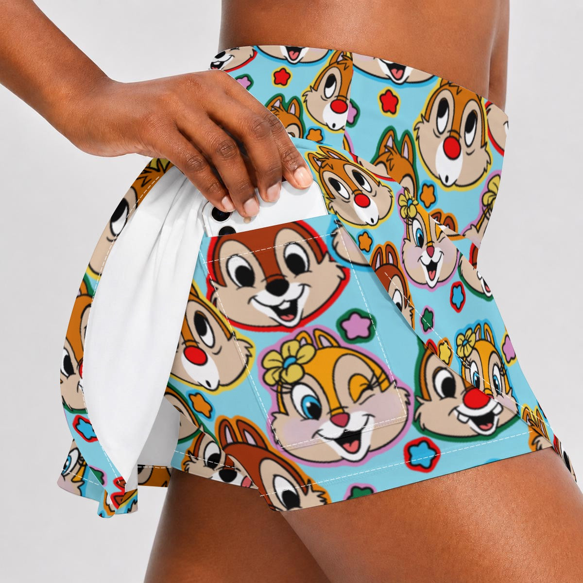 Chipmunks [aqua] Women's Pleated Athletic Skort