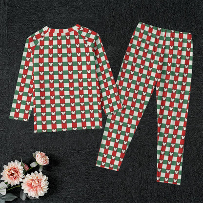 MM Christmas Plaid Kid's Raglan Sleeve Pajama Set