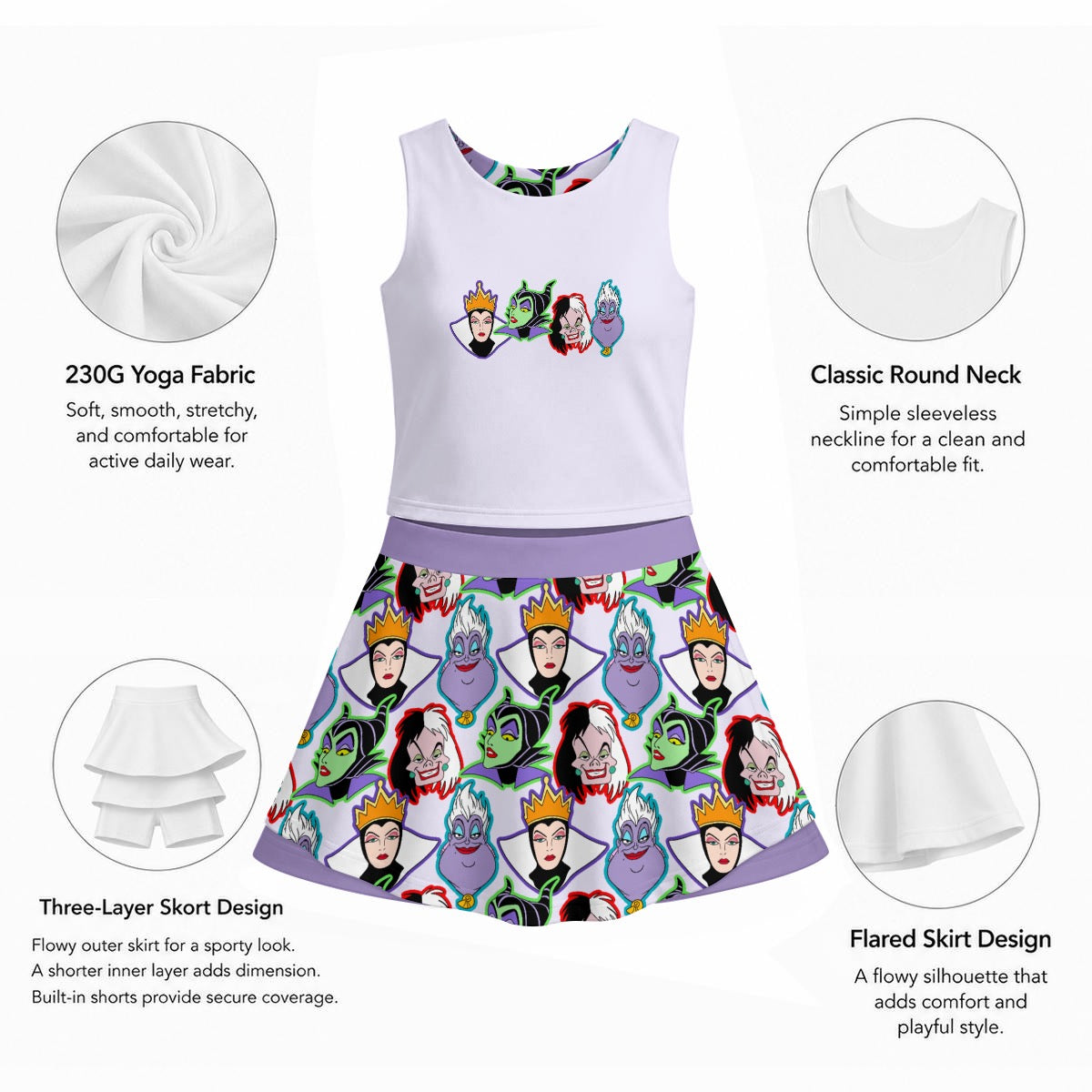 Evil Villains Women's Sports Tank & Skort Set
