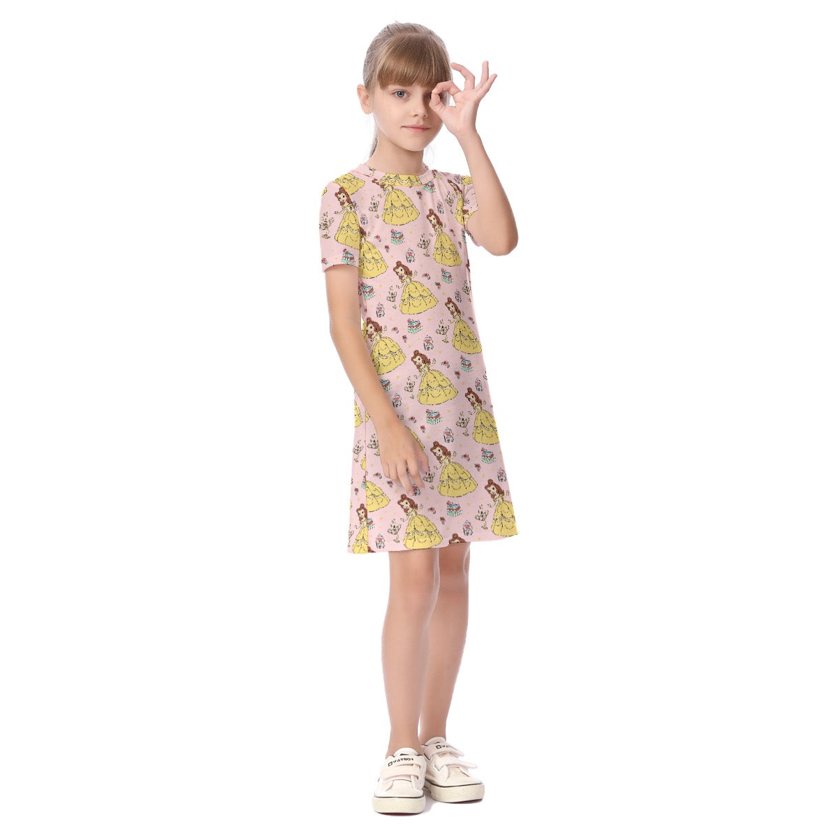 The Beautiful Princess [smaller print] Kid's Short Sleeve Dress