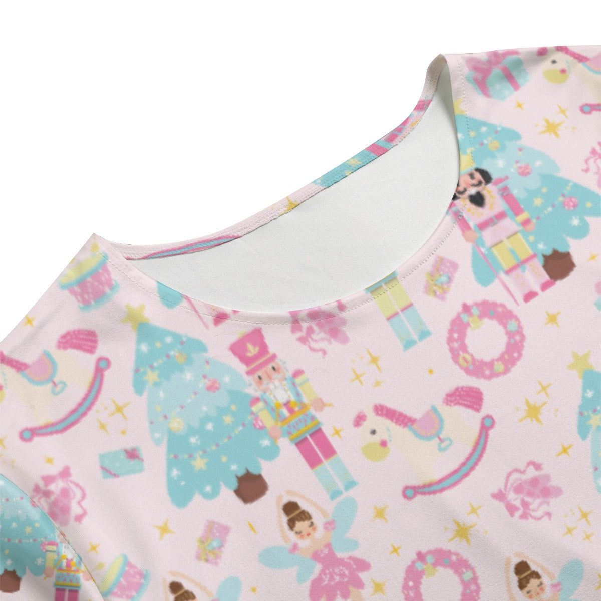 Pastel Christmas Nutcracker Women's T-shirt Set With Short Sleeve