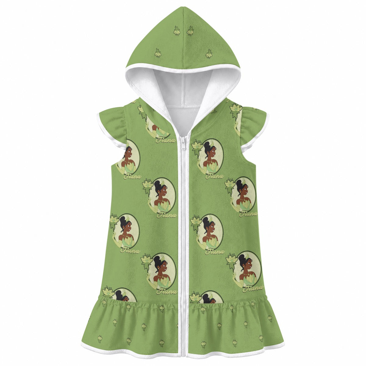 Tia Portrait [green] Girls' Hooded Beach Cover-Up