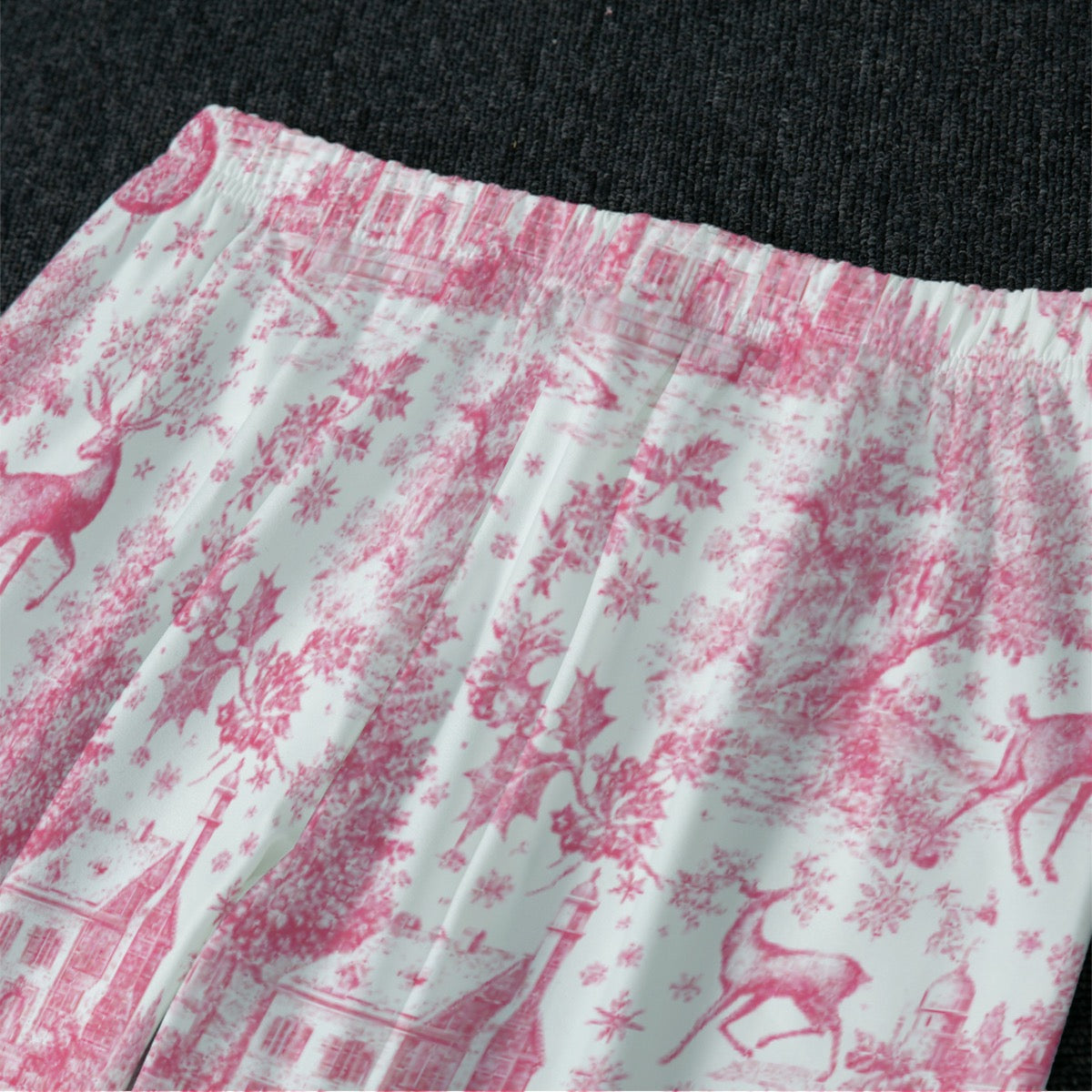 Hot Pink Christmas Toile Women's Raglan Sleeve Pajamas