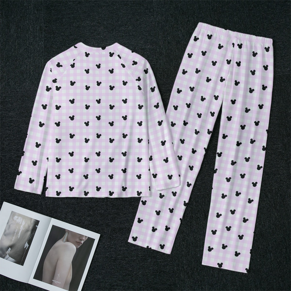 Bright Pink Gingham Women's Raglan Sleeve Pajamas