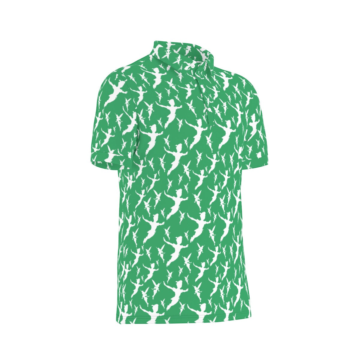 Green Peter Silhouette Men's Stretch Collar Polo Shirt