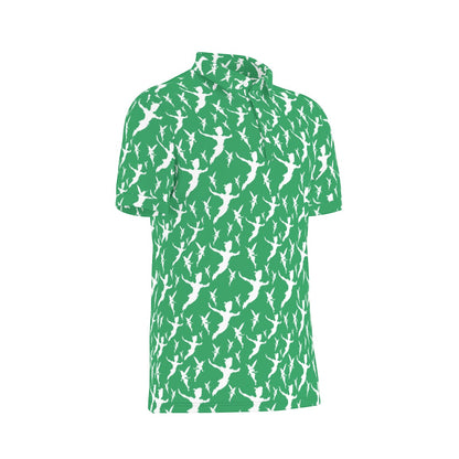 Green Peter Silhouette Men's Stretch Collar Polo Shirt