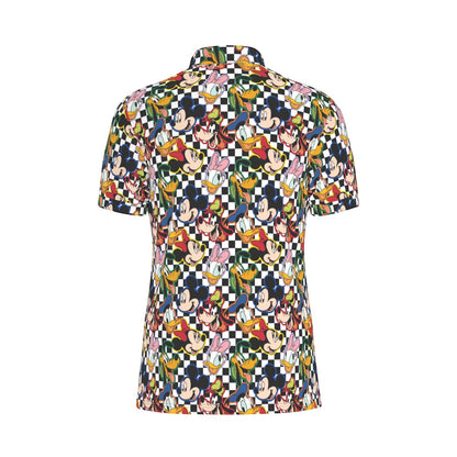 Checkered Friends Men's Stretch Collar Polo Shirt