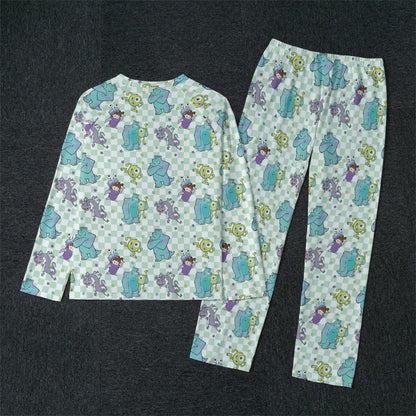 Monsters Men's Raglan Sleeve Pajamas With Wide Ankles
