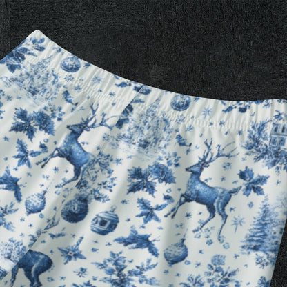Blue Christmas Toile Kid's Raglan Sleeve Pajamas