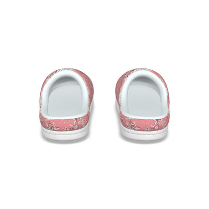 Pink Christmas Toile Women's Plush Slippers