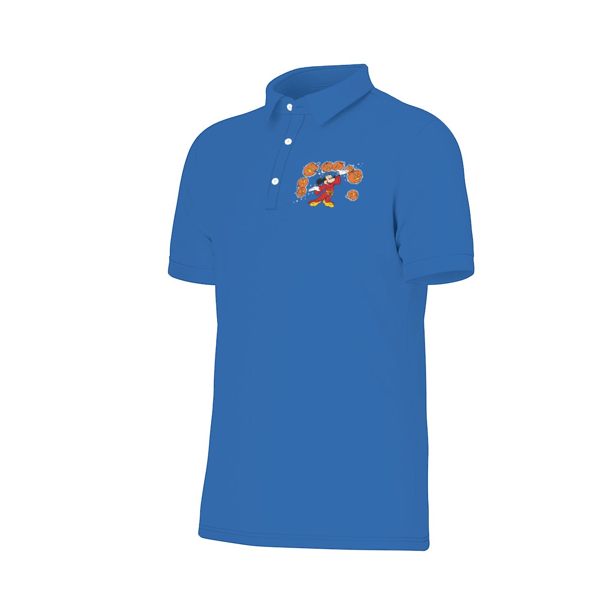Pumpkin Sorcerer Panel Men's Stretch Collar Polo Shirt