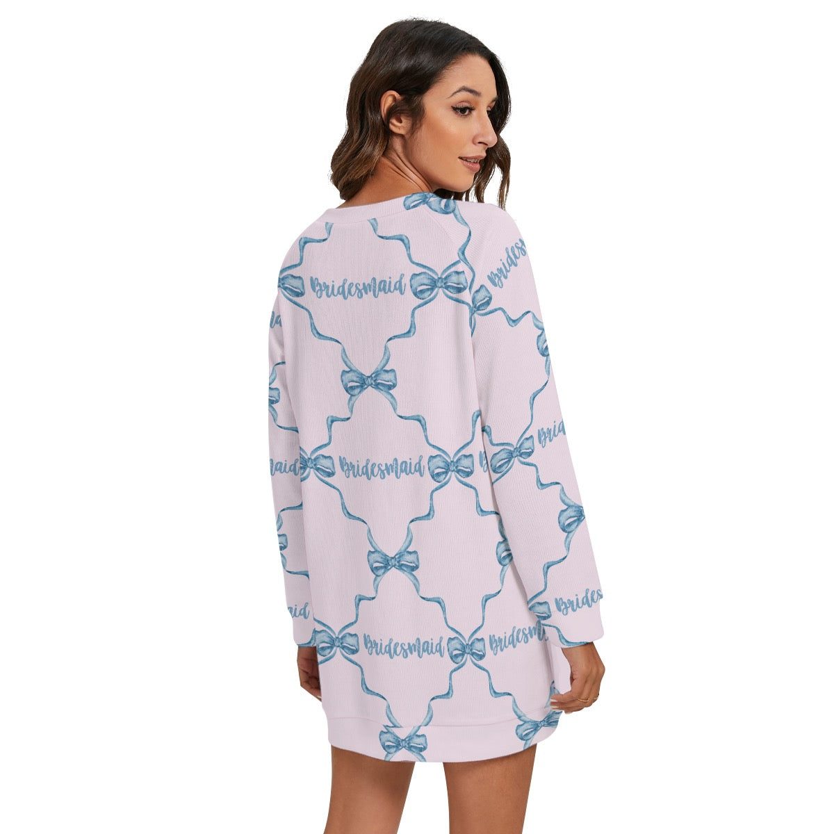 Bow Trellis Bridesmaid Women's Round Neck Raglan Sleeve Sweater