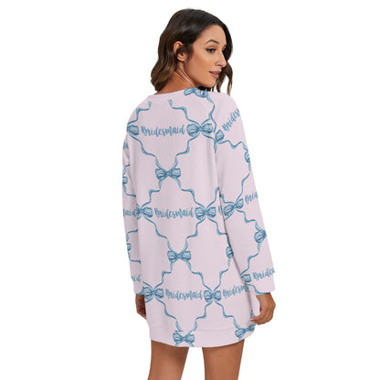 Bow Trellis Bridesmaid Women's Round Neck Raglan Sleeve Sweater