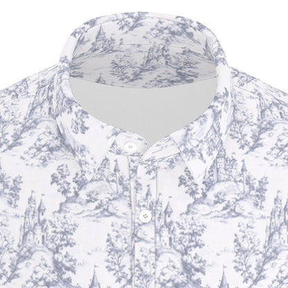 Dark Blue Toile Men's Stretch Collar Polo Shirt