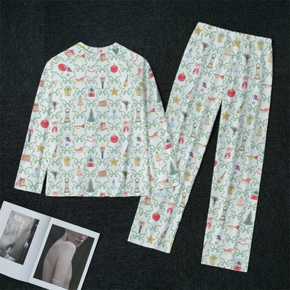 Green Bow Trellis Nutcracker Women's Raglan Sleeve Pajamas