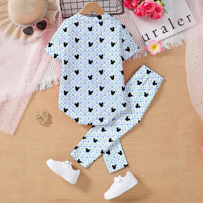 Diamond Floral Kids' Casual Top and Pants Set