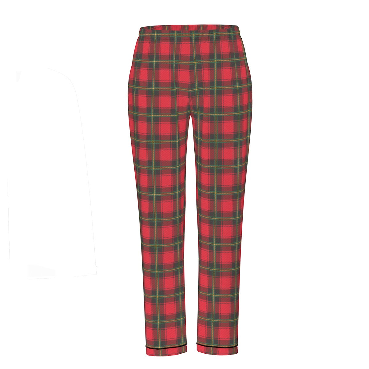 Classic Christmas Plaid Women's Long Sleeve Pajama Set With Black Contrast Piping
