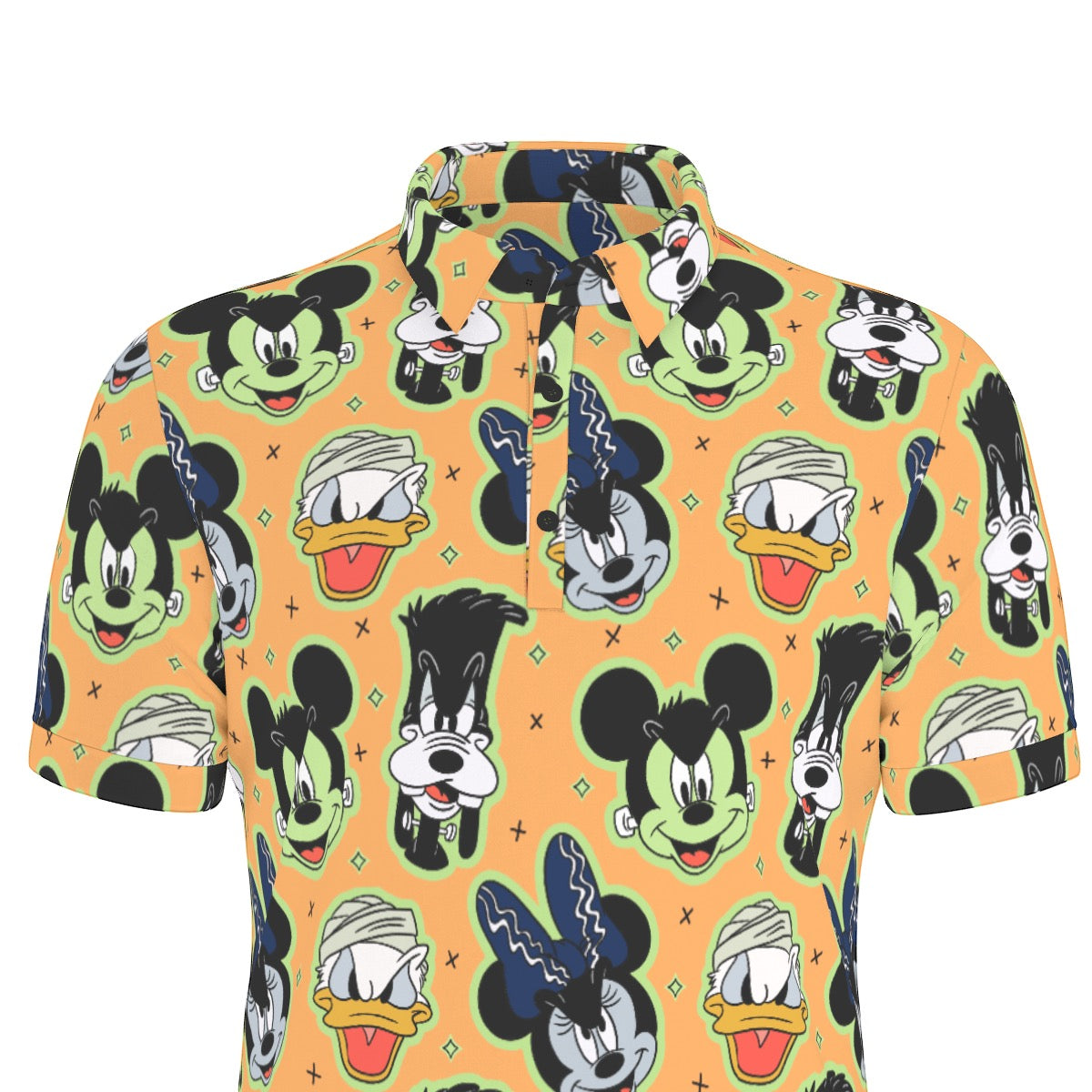 Spooky Friends [orange] Men's Stretch Collar Polo Shirt