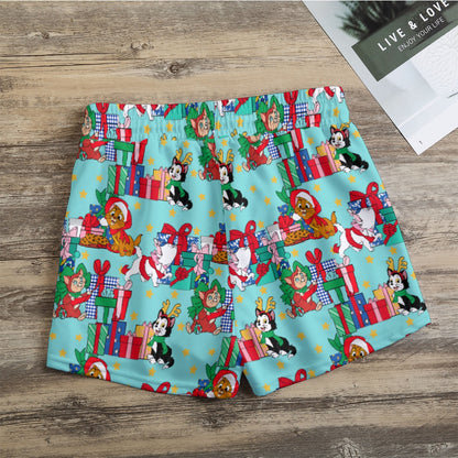 Festive Cats [aqua] Women's Casual Shorts